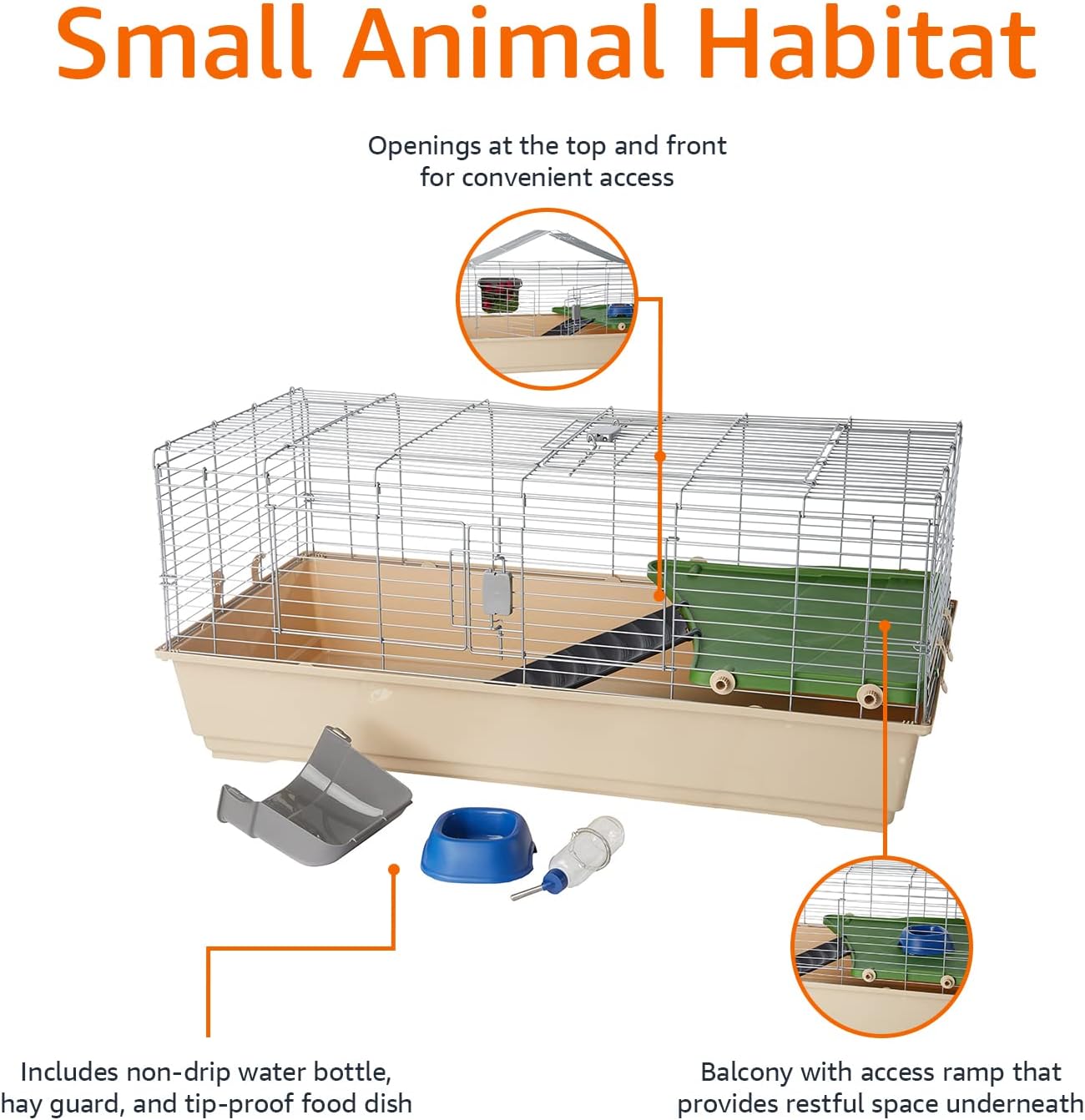 Amazon Basics Jumbo Top-Access Rabbit, Guinea Pig & Ferret Cage - feature view 13