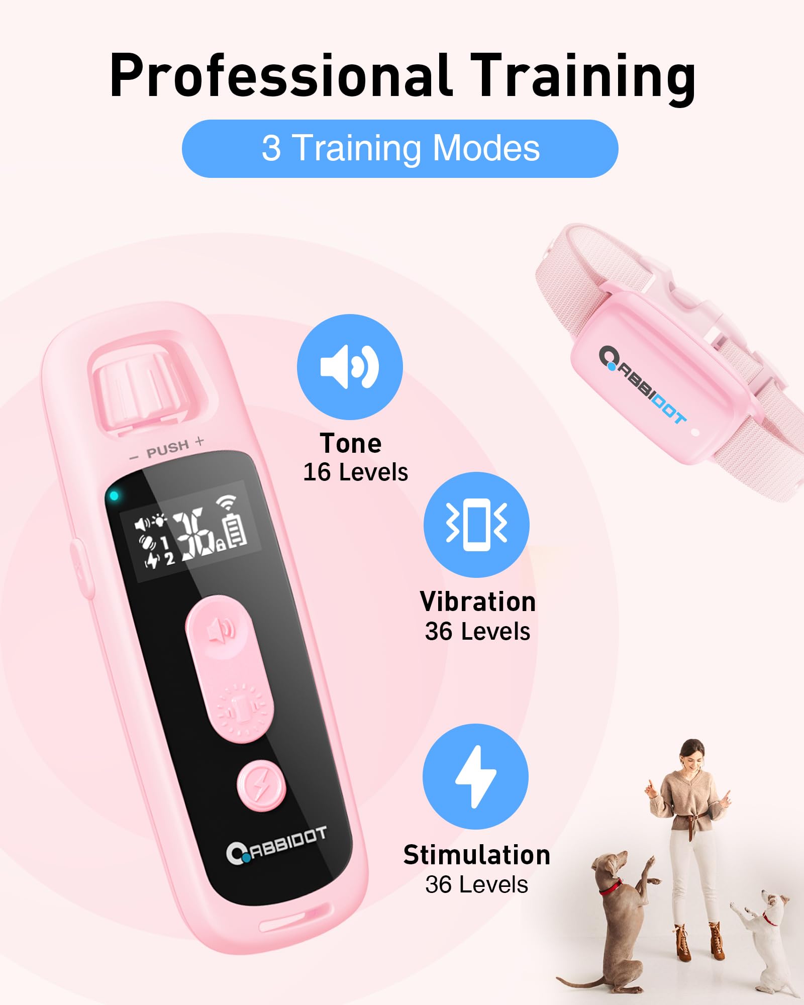 ABBIDOT 3300 ft Dog Training Collar | 5 Modes, 88 Levels, IPX7 - feature view 45