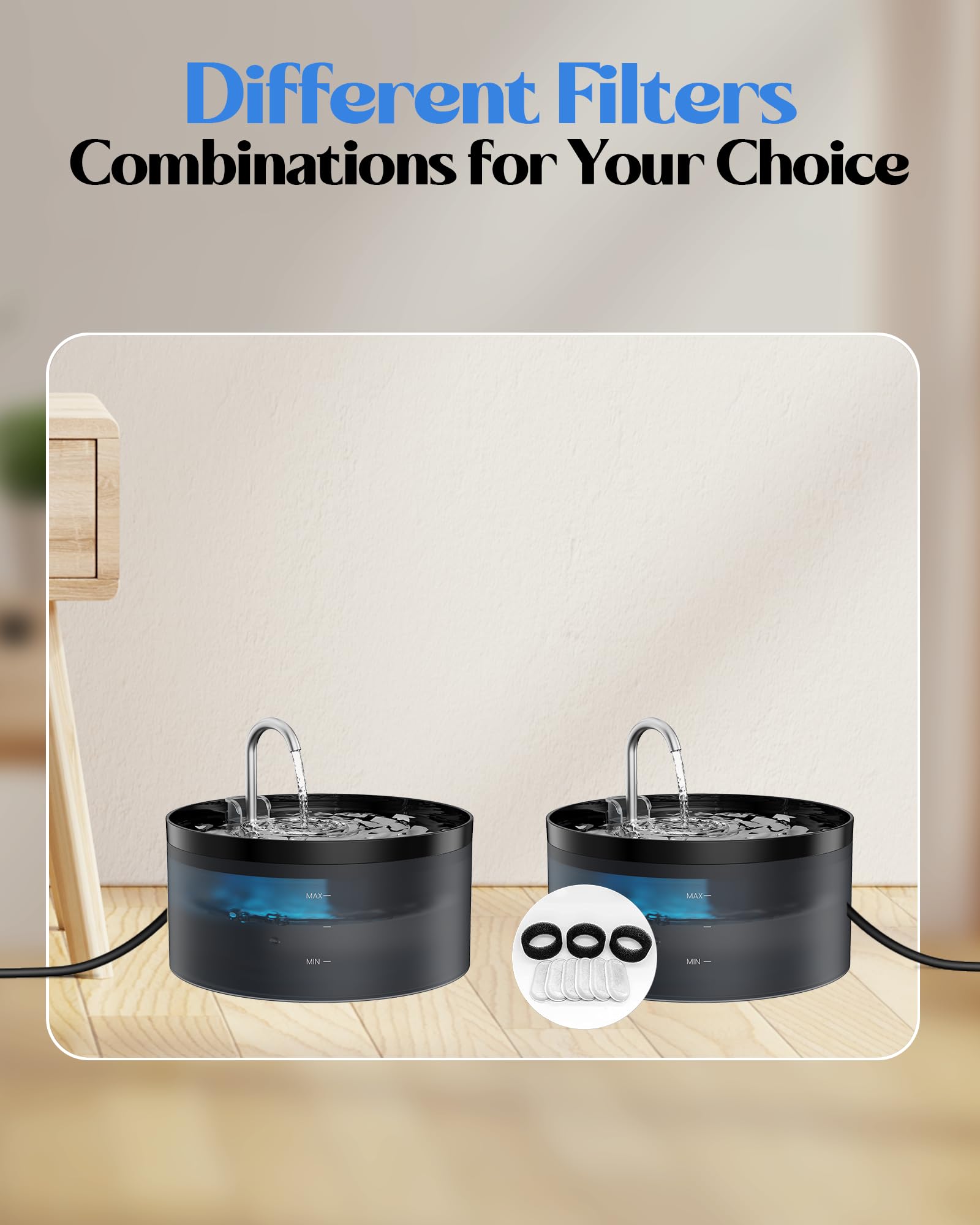 GIOTOHUN 2L Cat Water Fountain | Super Silent, LED, Multi-Stage Filter - feature view 32