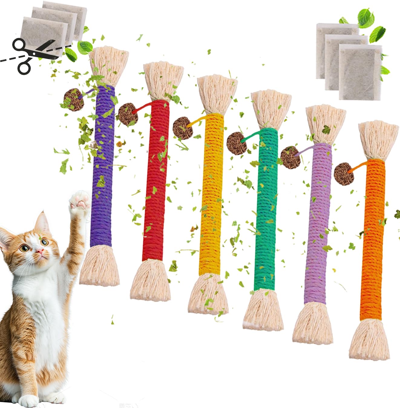 Petelligent 3-Pack Bent Cat Rope Toys | Cotton Rope, Pom Pom & Catnip - feature view 24