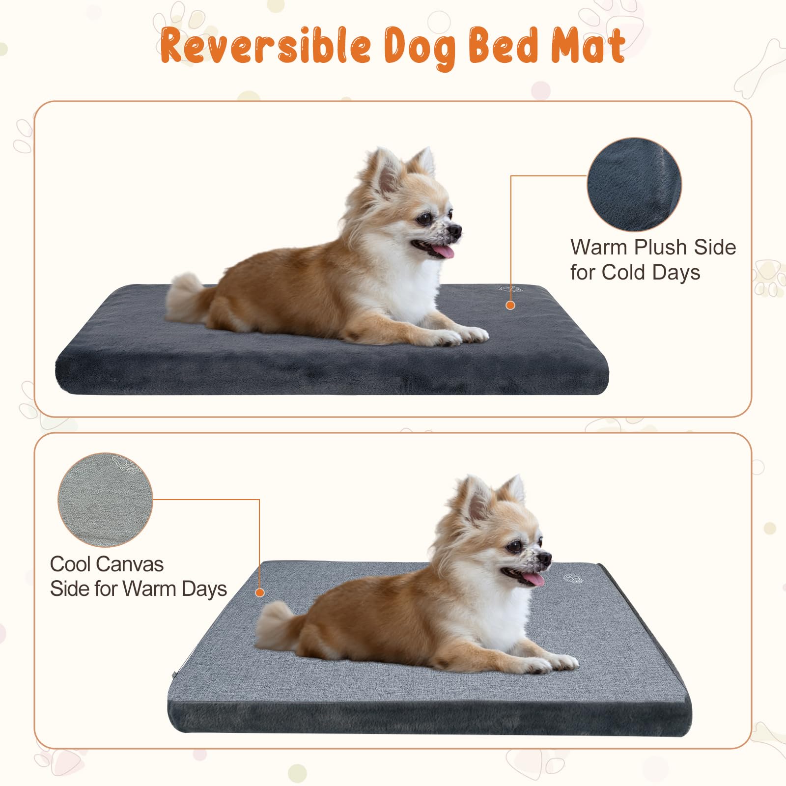 EMPSIGN Reversible Cool & Warm Dog Crate Pad | Waterproof, Washable Cover - feature view 27