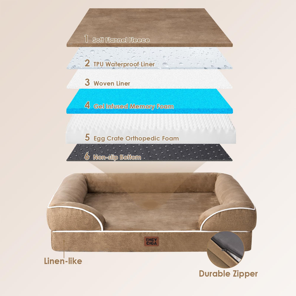 EHEYCIGA Memory Foam XL Orthopedic Dog Bed | Bolster Sides, Waterproof - view 63