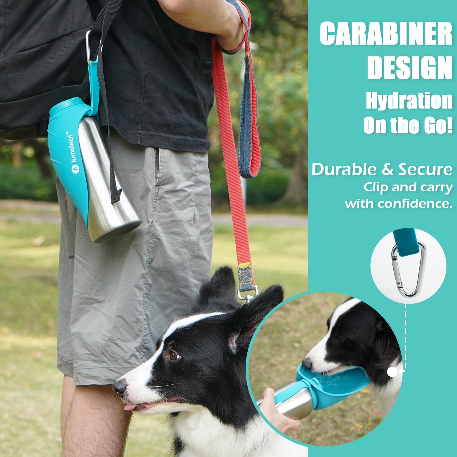 LumoLeaf 800 ml Stainless Steel Dog Water Bottle | Travel Pet Water Dispenser - feature view 12