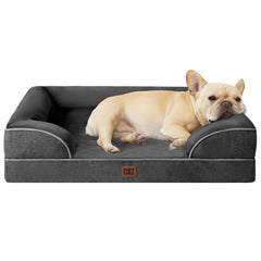 EHEYCIGA Memory Foam XL Orthopedic Dog Bed | Bolster Sides, Waterproof - Dark Gray / 76L x 51W x 16H cm