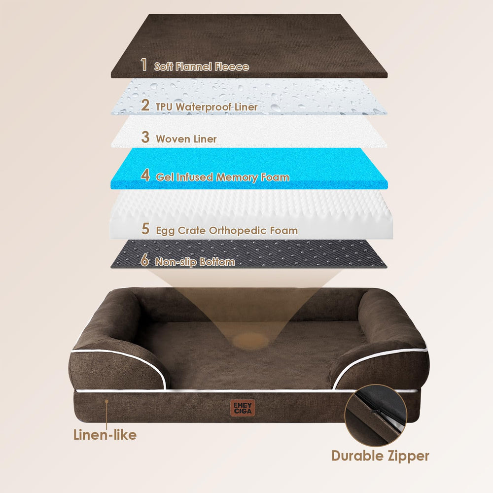 EHEYCIGA Memory Foam XL Orthopedic Dog Bed | Bolster Sides, Waterproof - feature view 31