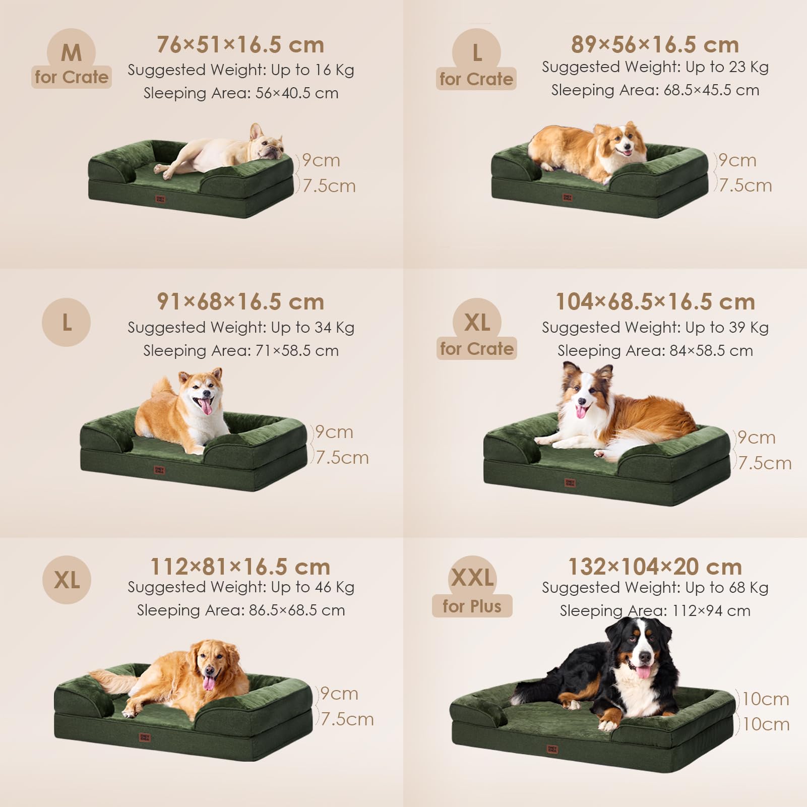 EHEYCIGA Memory Foam XL Orthopedic Dog Bed | Bolster Sides, Waterproof - feature view 42