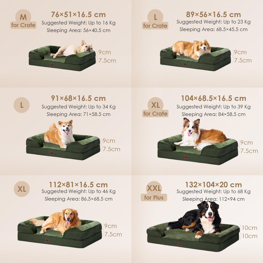 EHEYCIGA Memory Foam XL Orthopedic Dog Bed | Bolster Sides, Waterproof - feature view 42