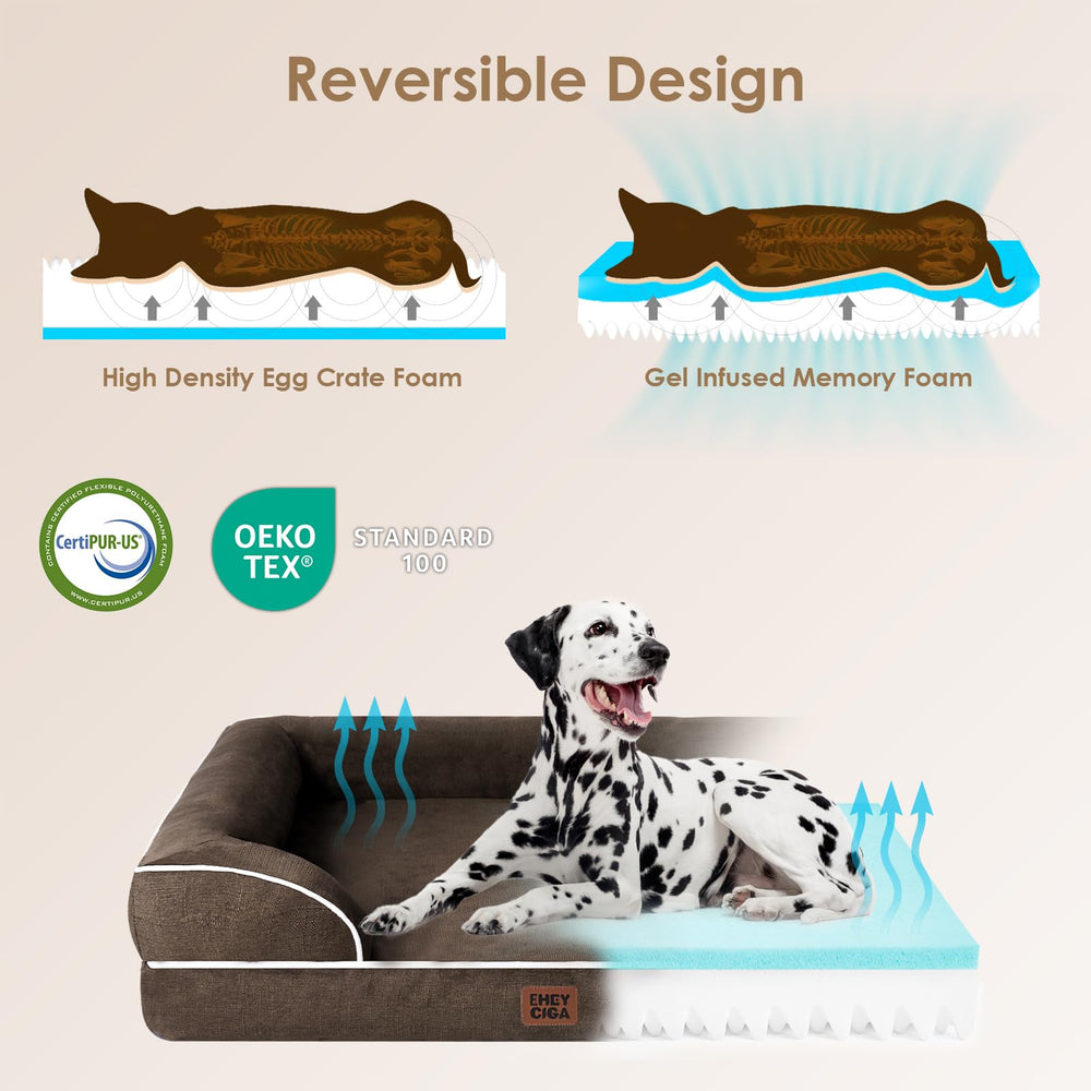 EHEYCIGA Memory Foam XL Orthopedic Dog Bed | Bolster Sides, Waterproof - feature view 32