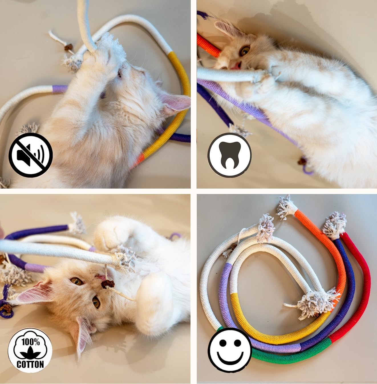 Petelligent 3-Pack Bent Cat Rope Toys | Cotton Rope, Pom Pom & Catnip - feature view 11