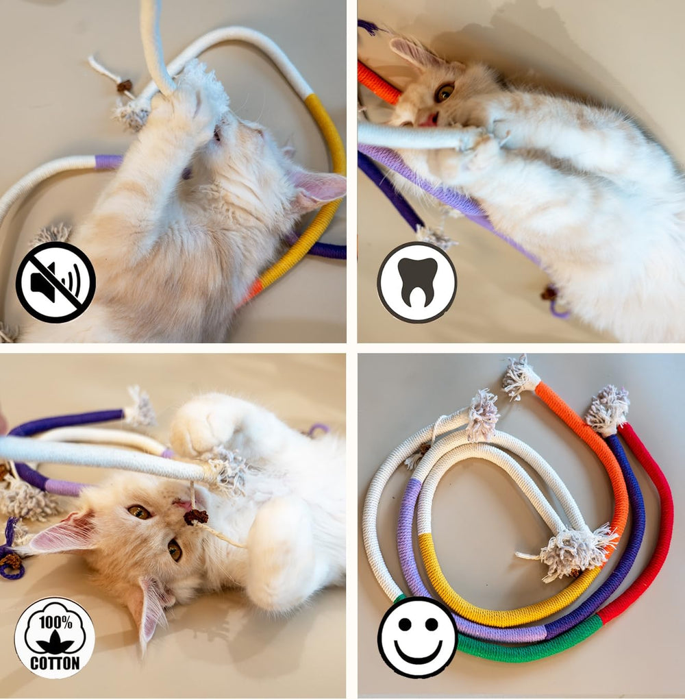Petelligent 3-Pack Bent Cat Rope Toys | Cotton Rope, Pom Pom & Catnip - feature view 11