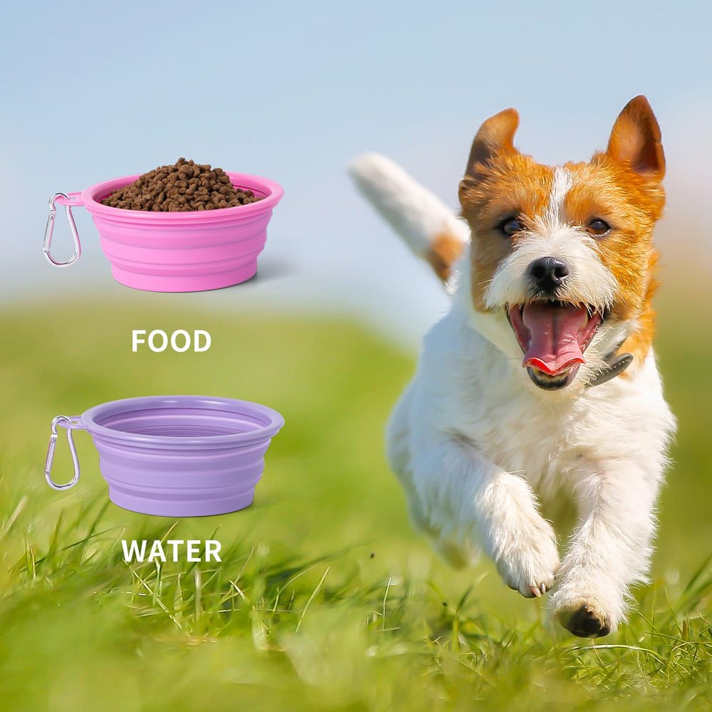 SLSON Collapsible Dog Bowls 2-Pack | Macaron Silicone Travel Pet Bowls - feature view 34