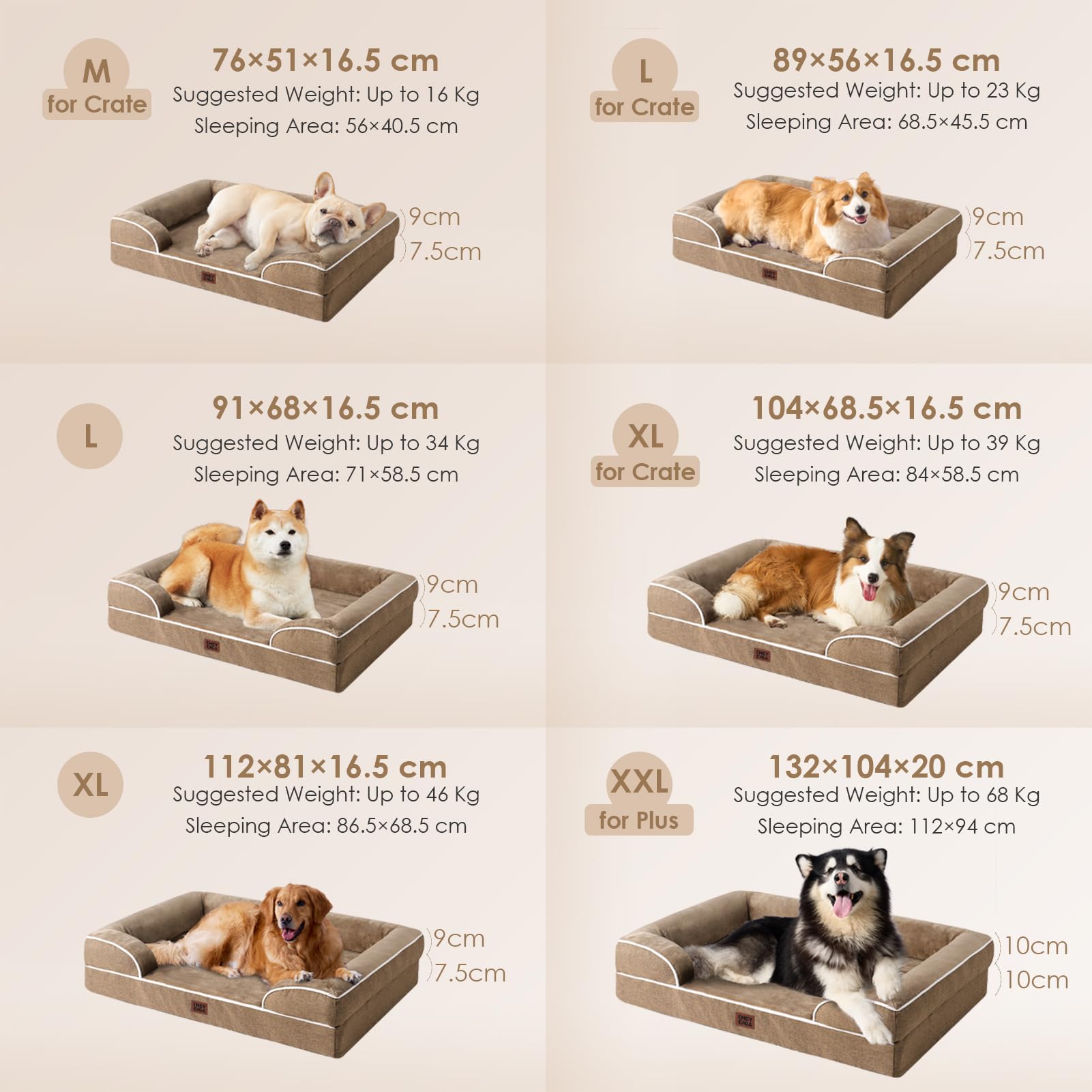 EHEYCIGA Memory Foam XL Orthopedic Dog Bed | Bolster Sides, Waterproof - view 66