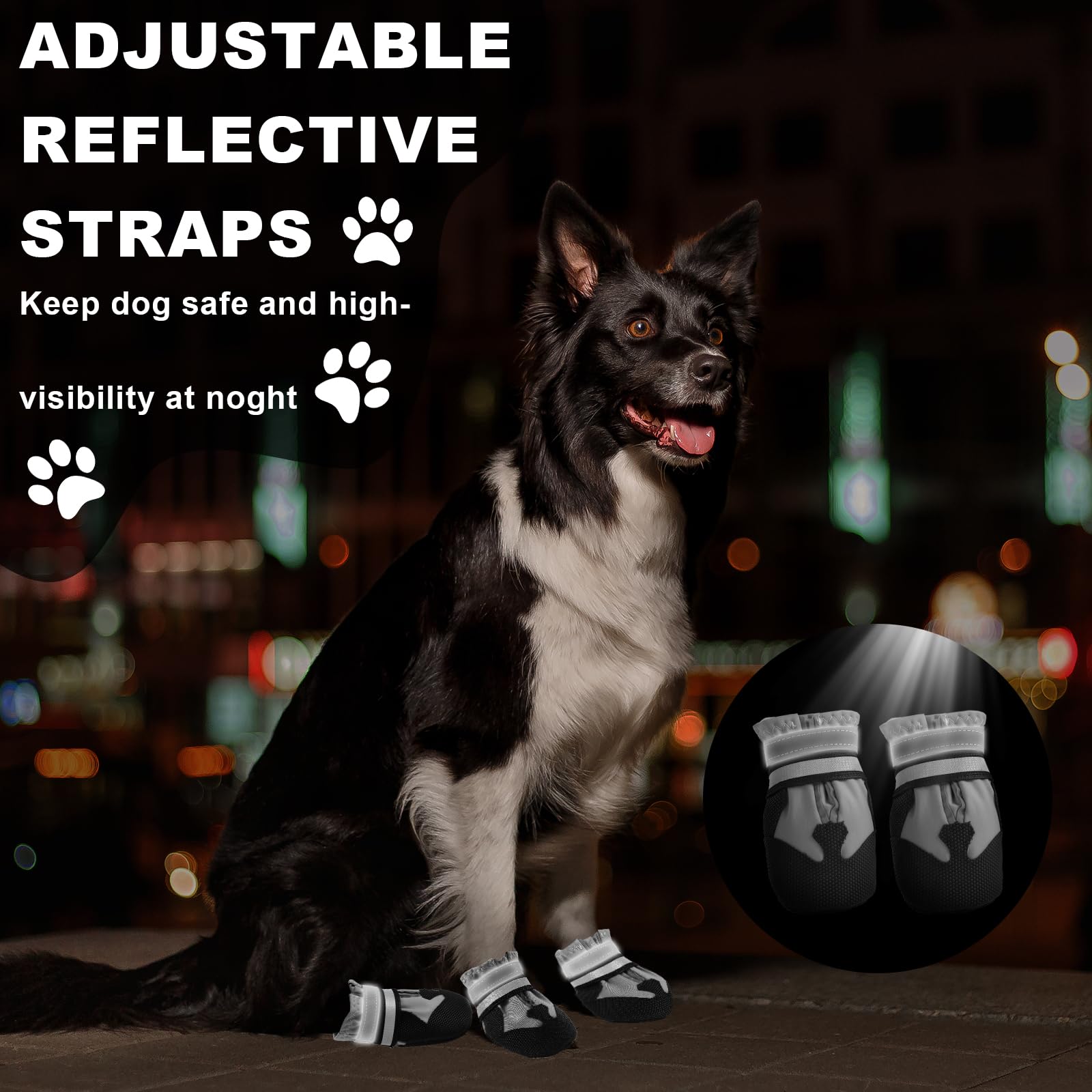 Waterproof Dog Boots 4-Pack | Reflective Paw Protectors, Non-Slip Sole - view 77