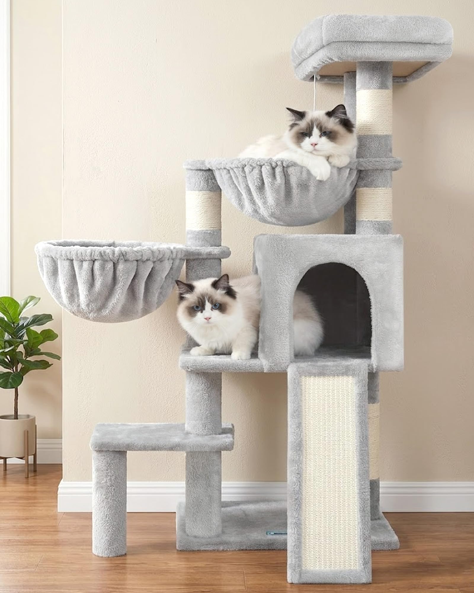 Gitelsnour Cat Tree with Condo, 2 Baskets, Hammock & Scratching Posts - feature view 20