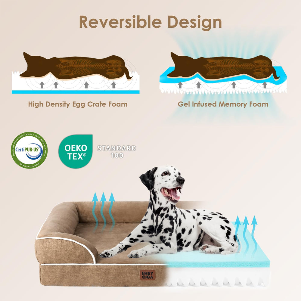 EHEYCIGA Memory Foam XL Orthopedic Dog Bed | Bolster Sides, Waterproof - view 64