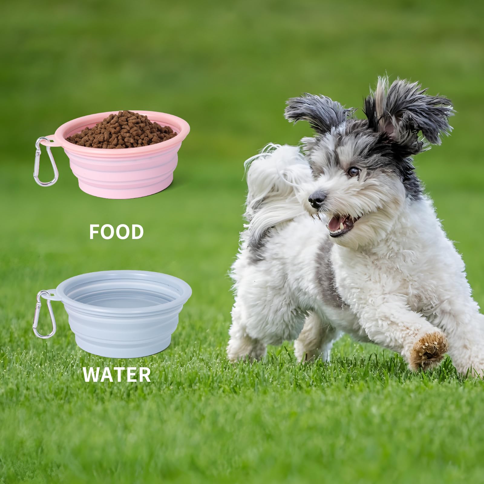 SLSON Collapsible Dog Bowls 2-Pack | Macaron Silicone Travel Pet Bowls - feature view 27