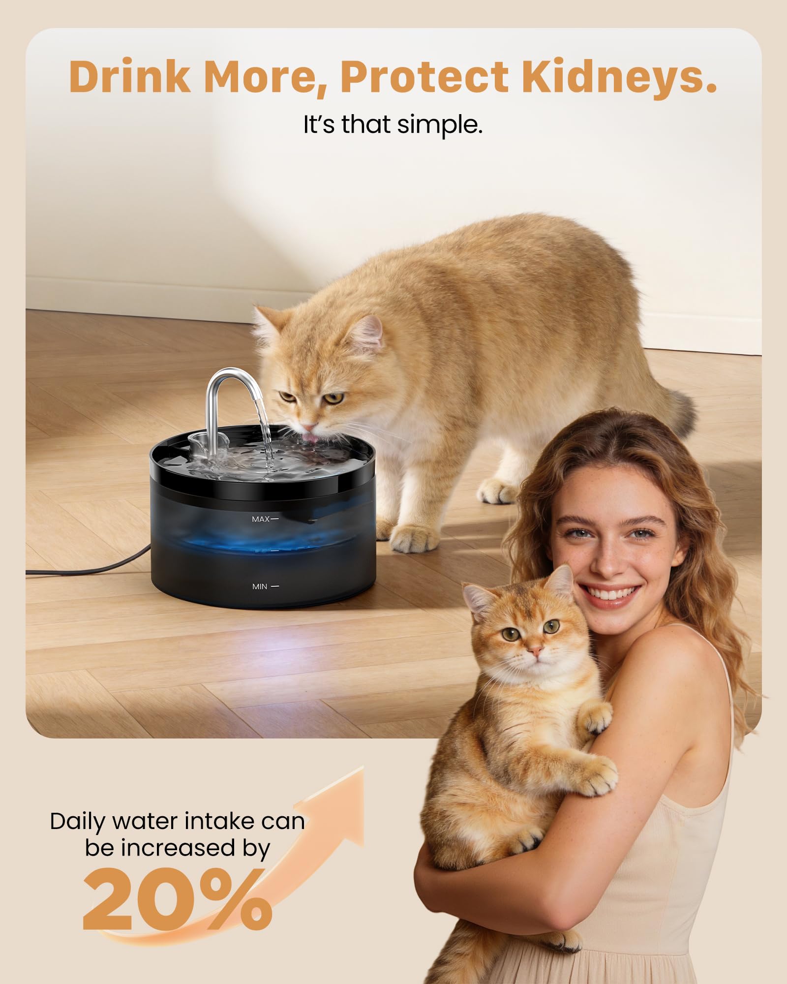 GIOTOHUN 2L Cat Water Fountain | Super Silent, LED, Multi-Stage Filter - feature view 26