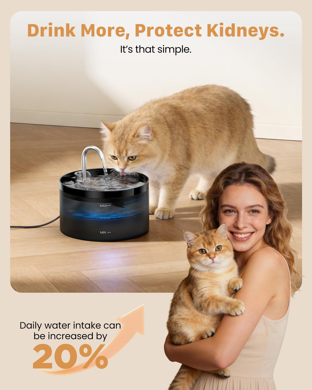 GIOTOHUN 2L Cat Water Fountain | Super Silent, LED, Multi-Stage Filter - feature view 26