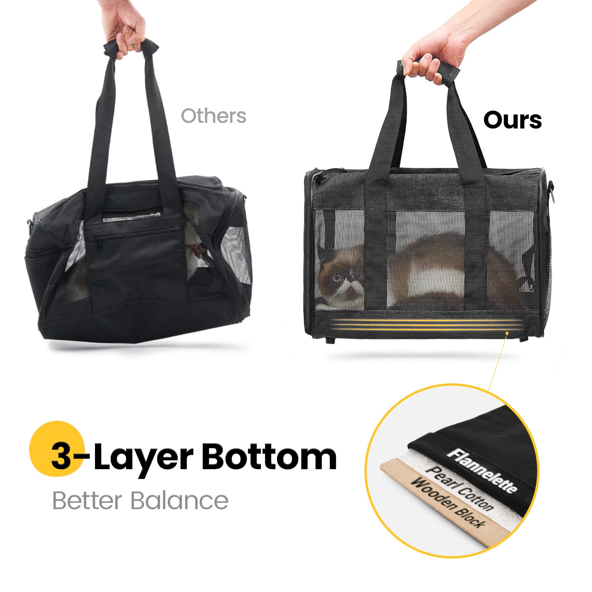 Conlun Airline-Approved Cat Carrier | Soft-Sided with Safety Leash, 15 lb - view 85