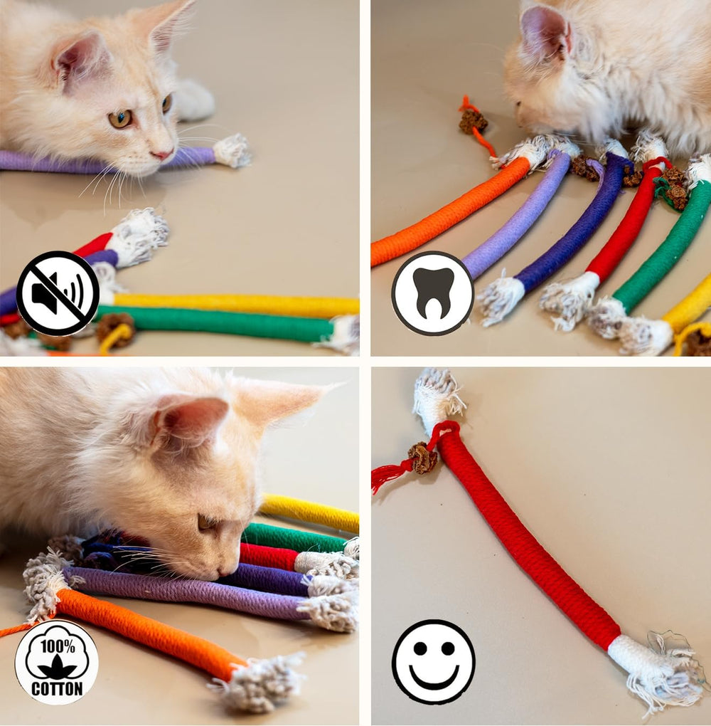 Petelligent 3-Pack Bent Cat Rope Toys | Cotton Rope, Pom Pom & Catnip - feature view 22