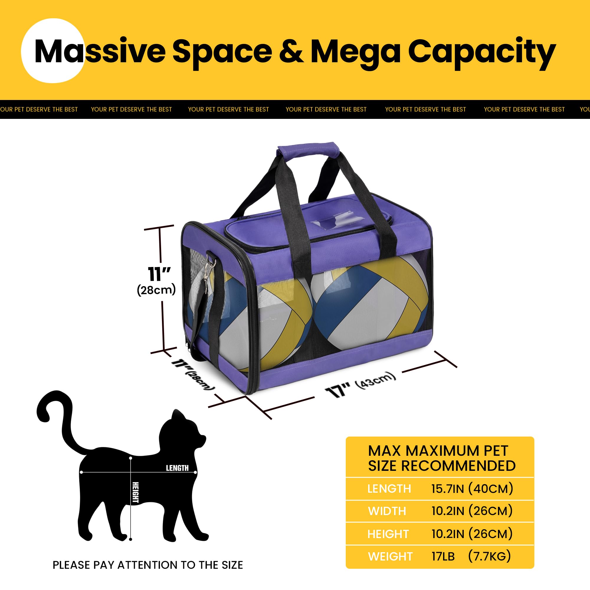 Conlun Airline-Approved Cat Carrier | Soft-Sided with Safety Leash, 15 lb - view 87