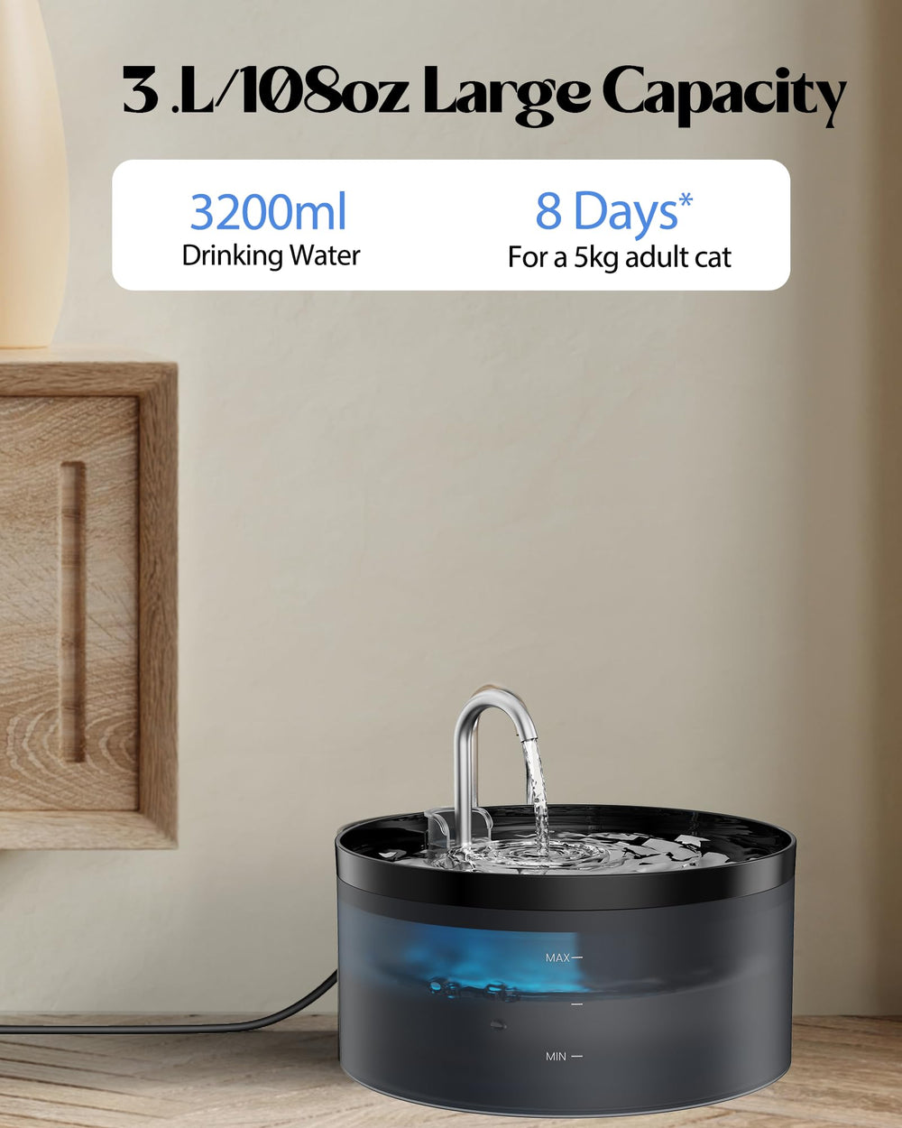 GIOTOHUN 2L Cat Water Fountain | Super Silent, LED, Multi-Stage Filter - feature view 31