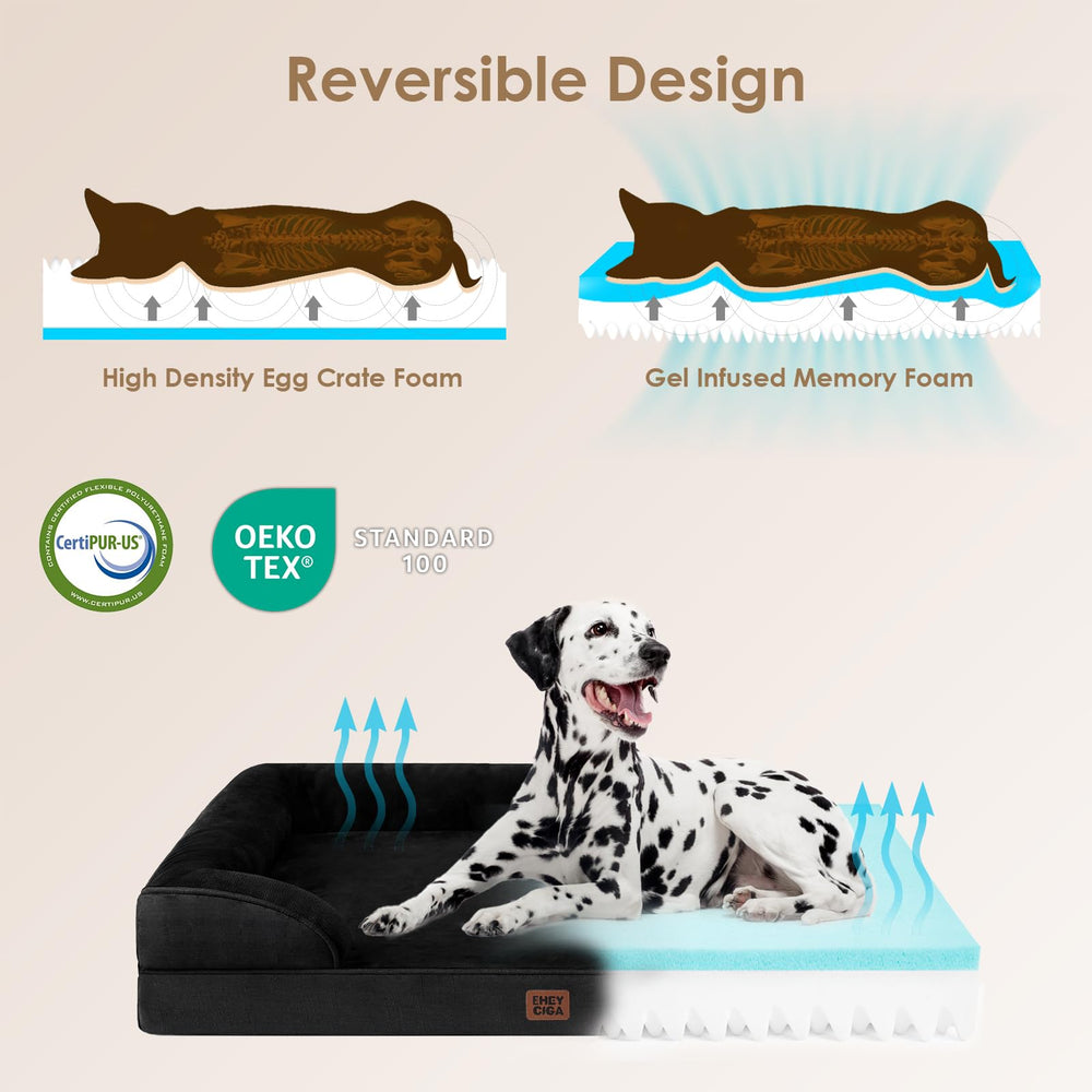 EHEYCIGA Memory Foam XL Orthopedic Dog Bed | Bolster Sides, Waterproof - view 80
