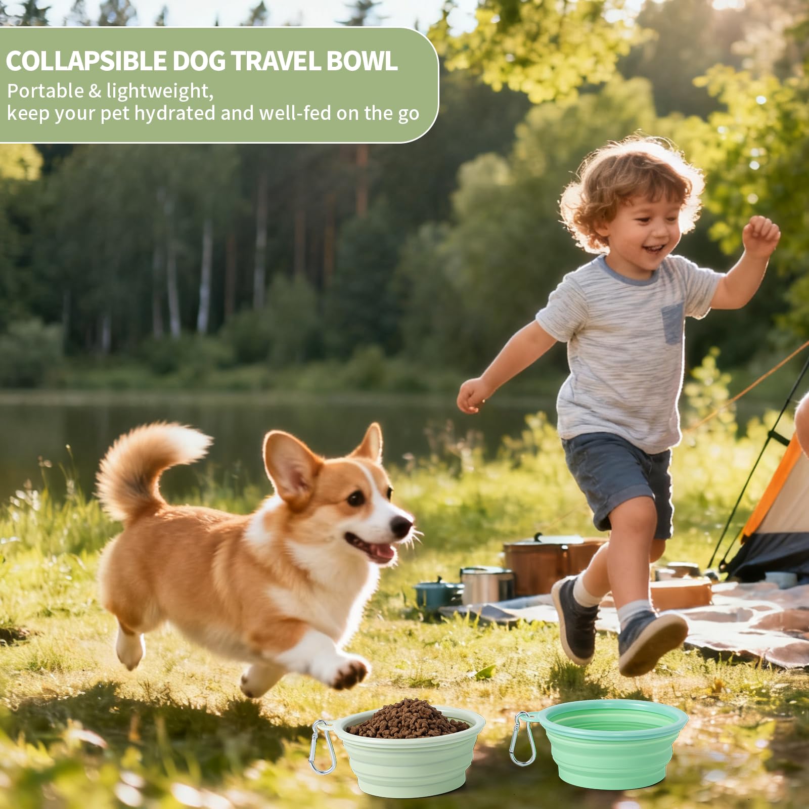 SLSON Collapsible Dog Bowls 2-Pack | Macaron Silicone Travel Pet Bowls - feature view 37