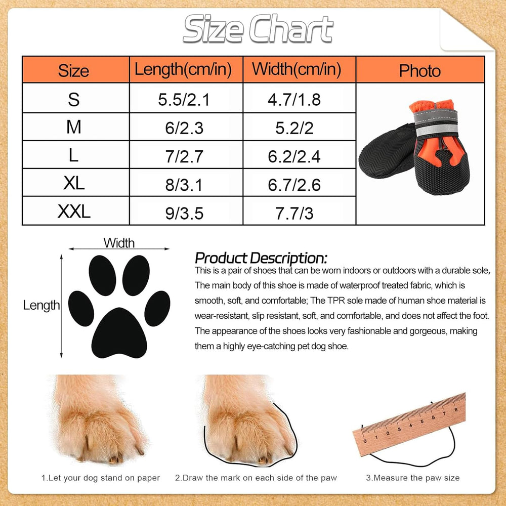 Waterproof Dog Boots 4-Pack | Reflective Paw Protectors, Non-Slip Sole - view 56