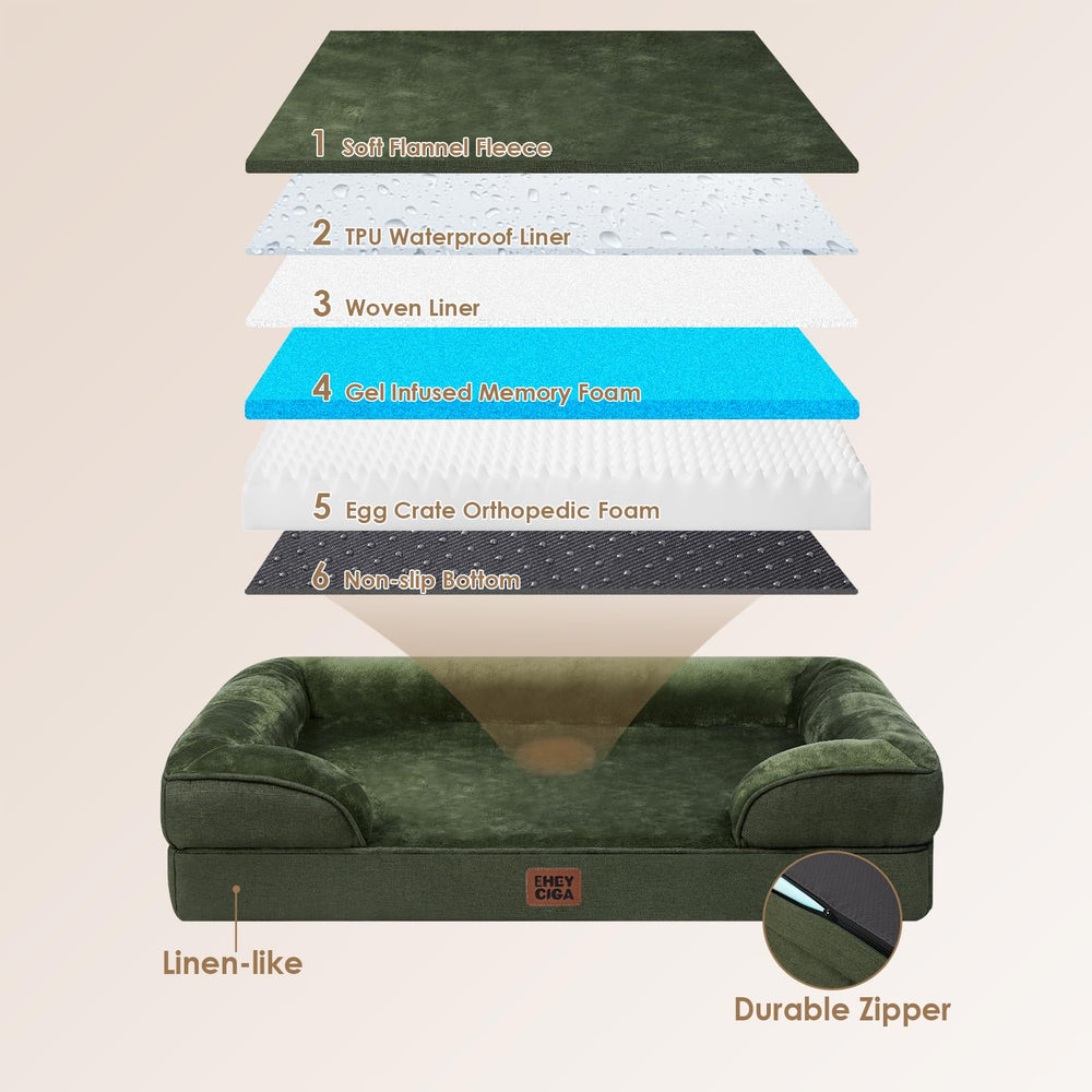 EHEYCIGA Memory Foam XL Orthopedic Dog Bed | Bolster Sides, Waterproof - feature view 39