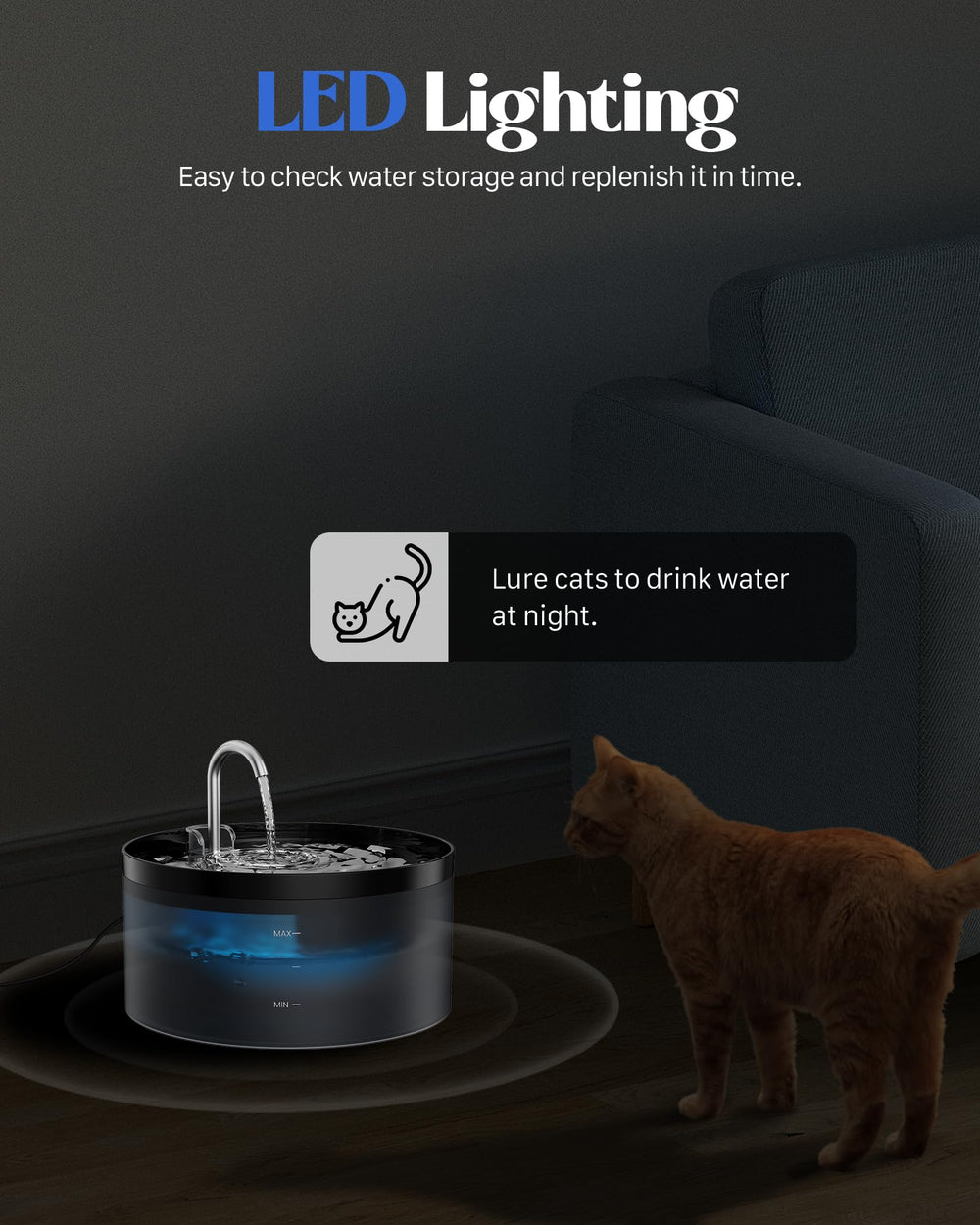 GIOTOHUN 2L Cat Water Fountain | Super Silent, LED, Multi-Stage Filter - feature view 34
