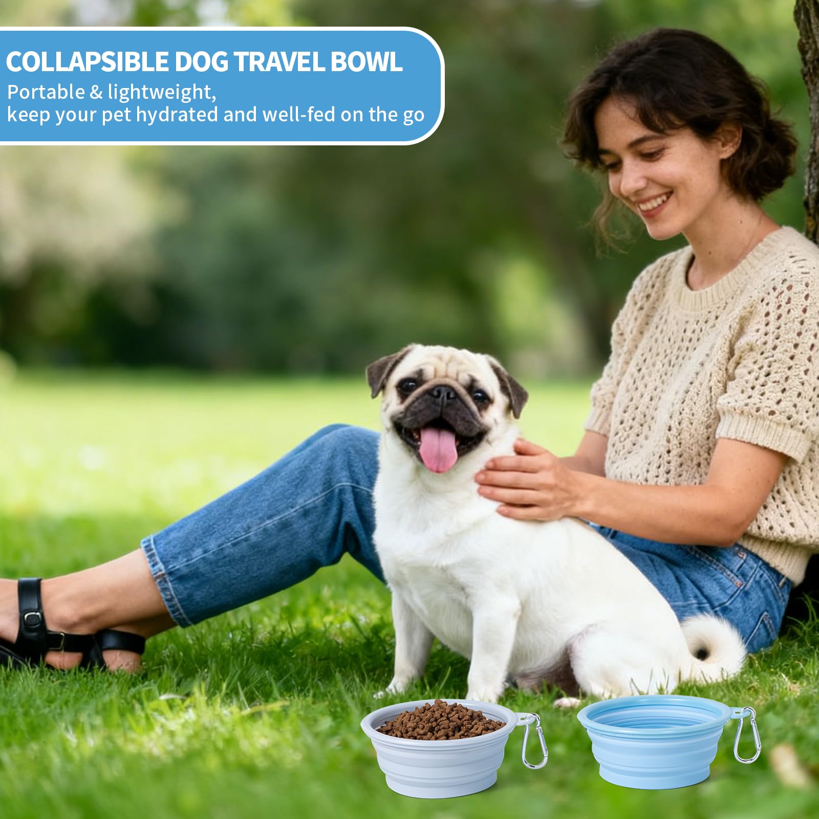 SLSON Collapsible Dog Bowls 2-Pack | Macaron Silicone Travel Pet Bowls - feature view 17