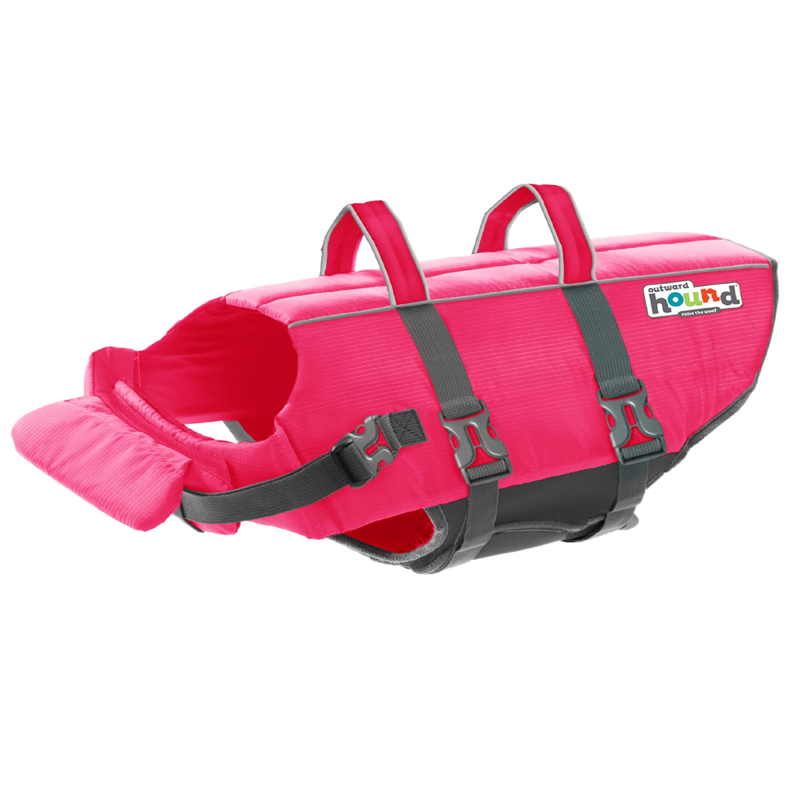 Outward Hound Granby Splash Orange Dog Life Jacket (Large) | Ripstop Vest - Medium (Chest Girth: 21"-27") / Pink