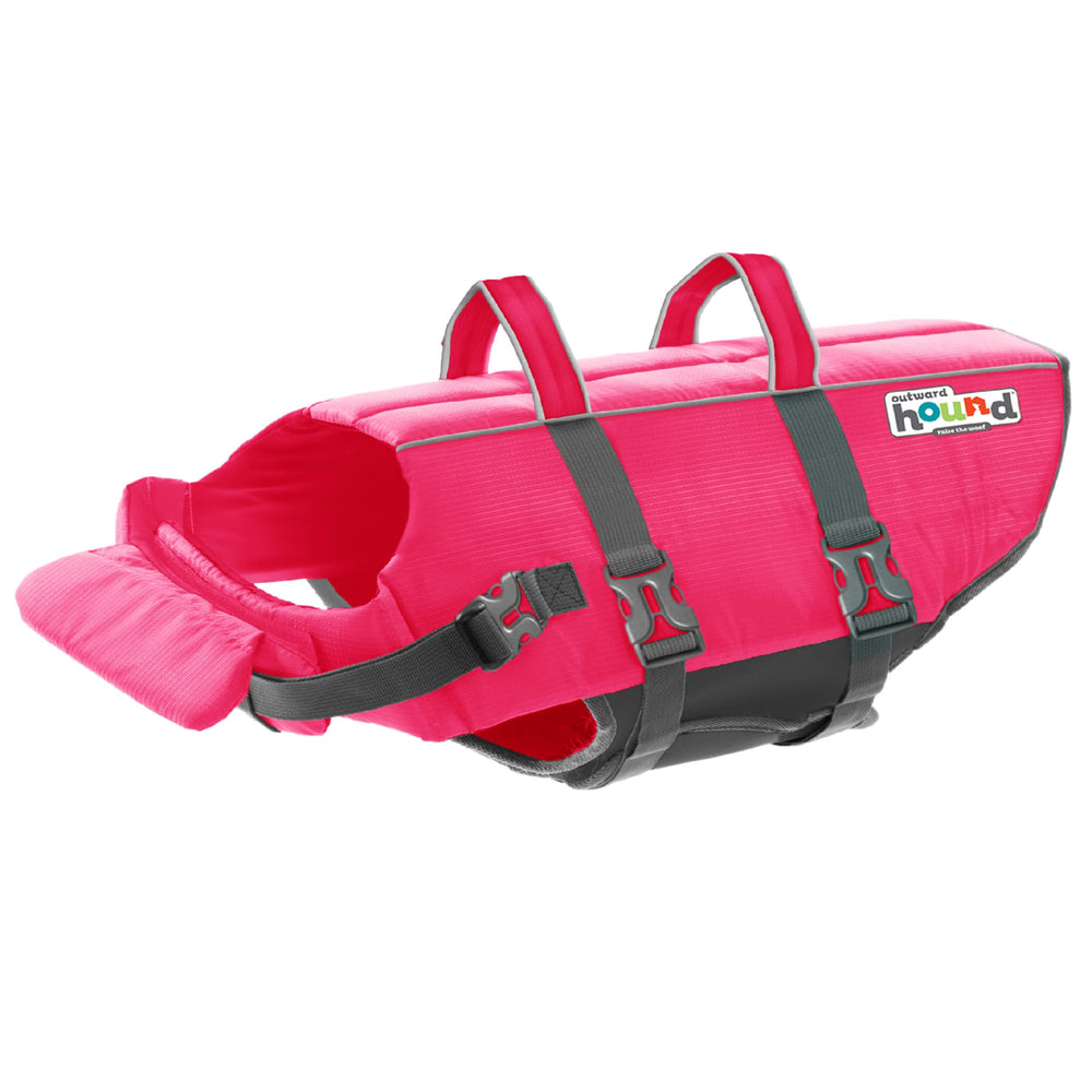 Outward Hound Granby Splash Orange Dog Life Jacket (Large) | Ripstop Vest - Medium (Chest Girth: 21"-27") / Pink