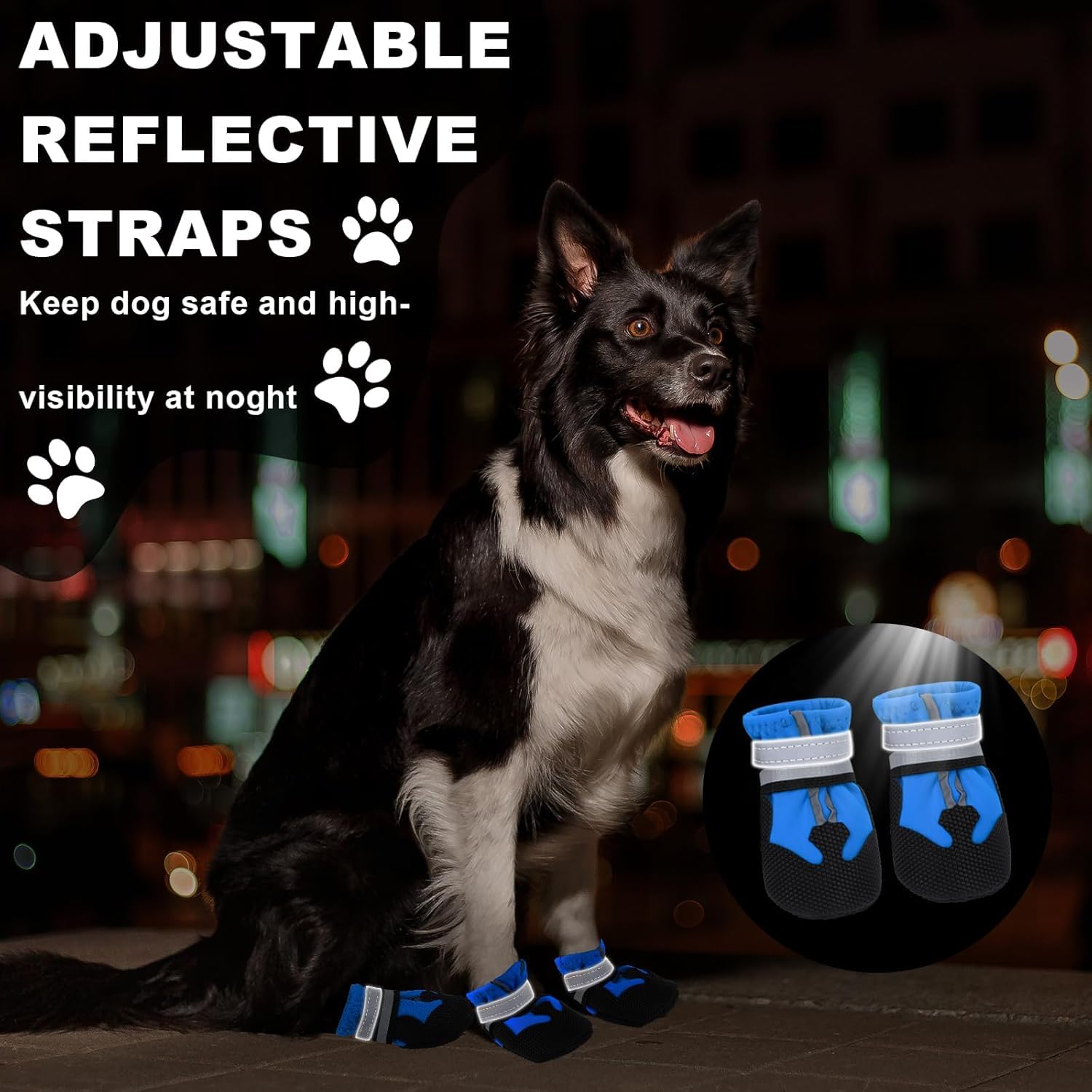 Waterproof Dog Boots 4-Pack | Reflective Paw Protectors, Non-Slip Sole - view 89