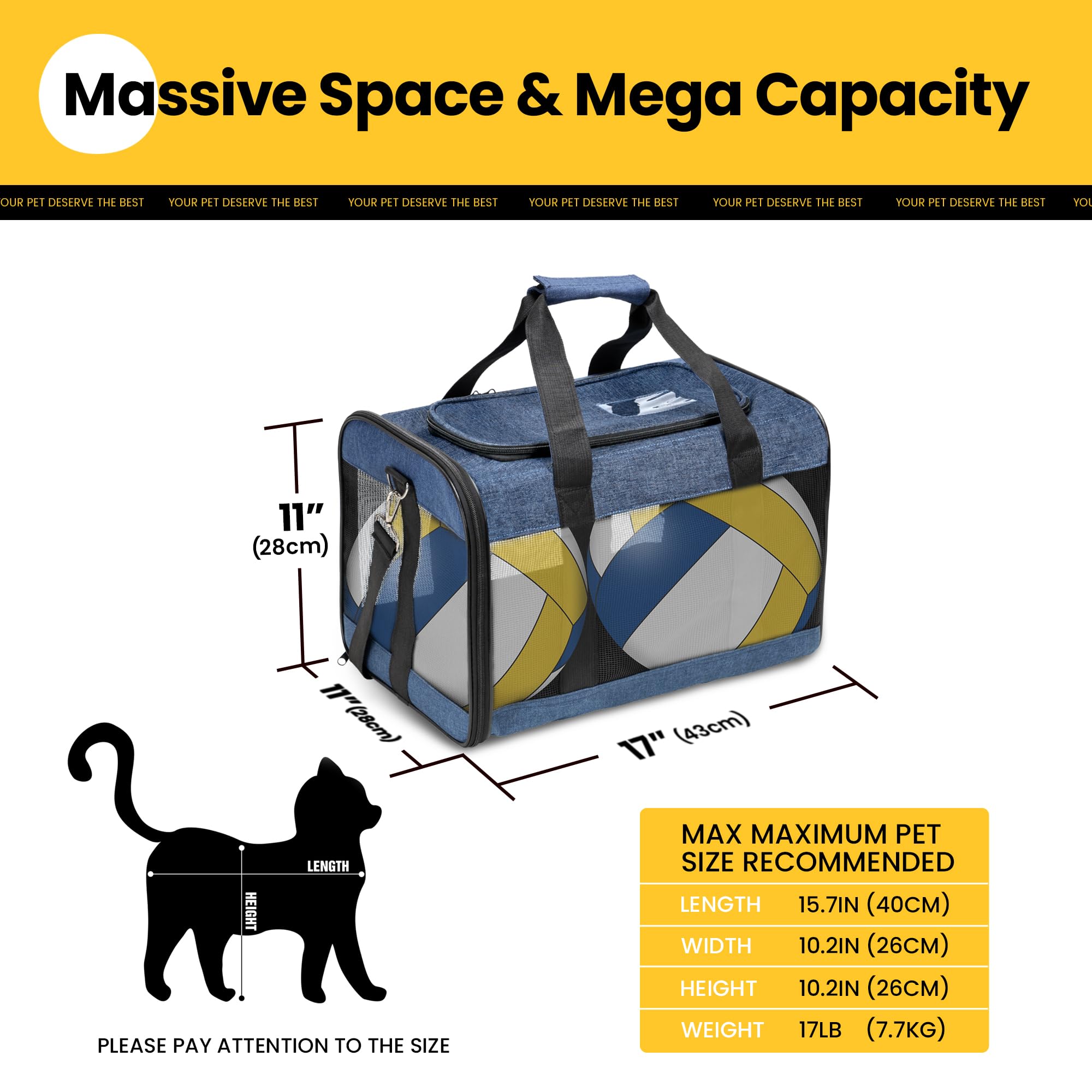 Conlun Airline-Approved Cat Carrier | Soft-Sided with Safety Leash, 15 lb - view 55