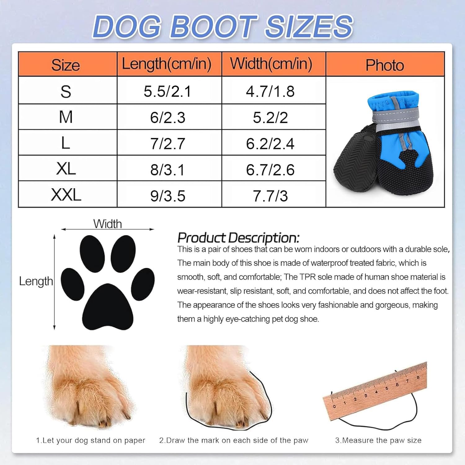 Waterproof Dog Boots 4-Pack | Reflective Paw Protectors, Non-Slip Sole - view 68