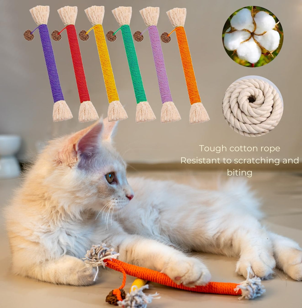 Petelligent 3-Pack Bent Cat Rope Toys | Cotton Rope, Pom Pom & Catnip - feature view 19