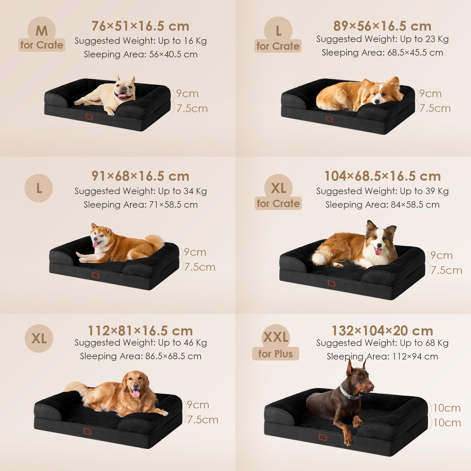 EHEYCIGA Memory Foam XL Orthopedic Dog Bed | Bolster Sides, Waterproof - feature view 50