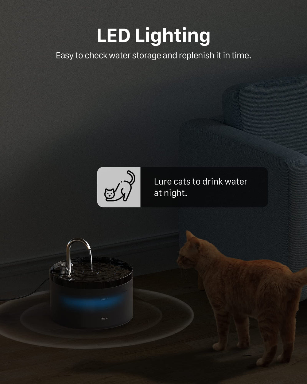 GIOTOHUN 2L Cat Water Fountain | Super Silent, LED, Multi-Stage Filter - feature view 12