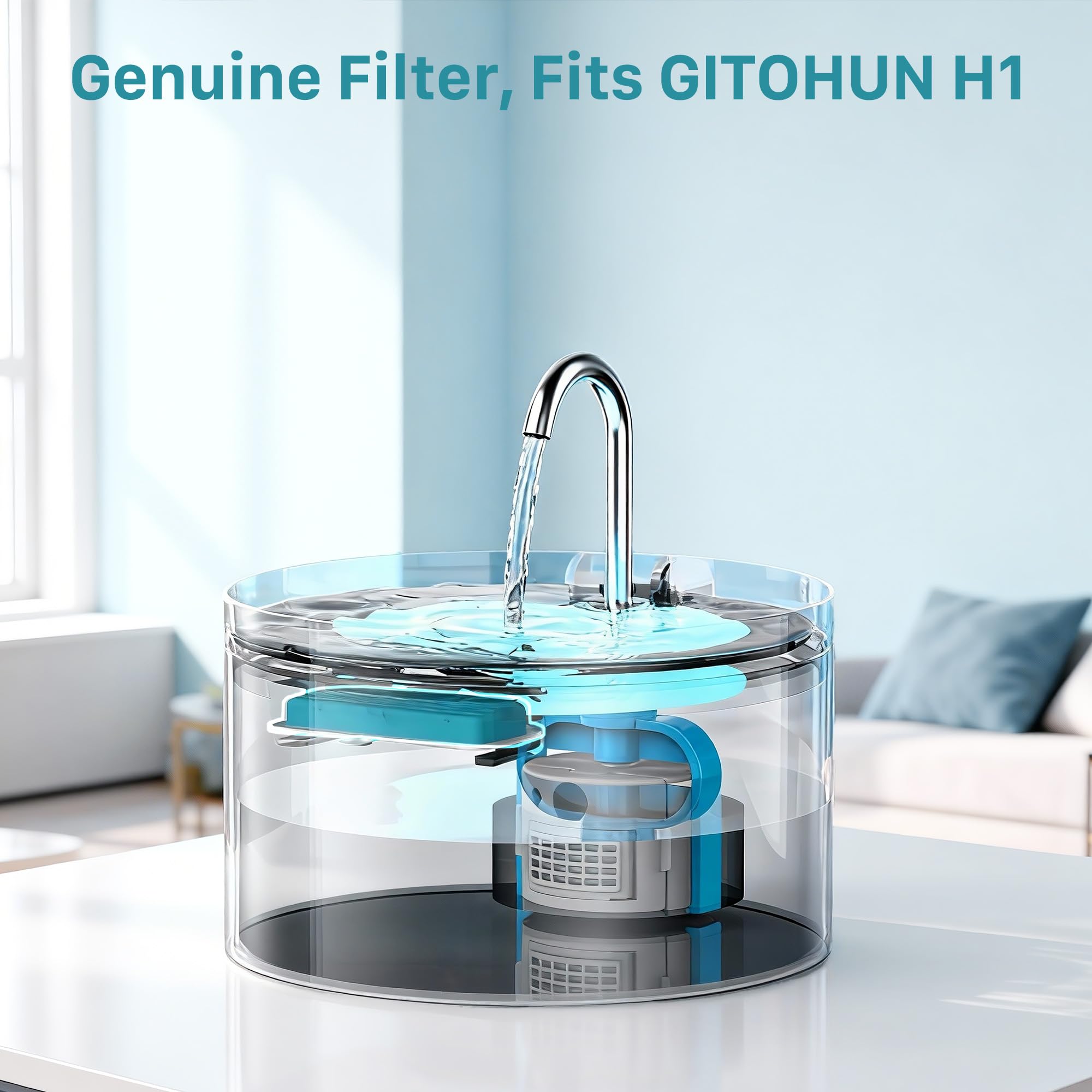 GIOTOHUN 2L Cat Water Fountain | Super Silent, LED, Multi-Stage Filter - feature view 39