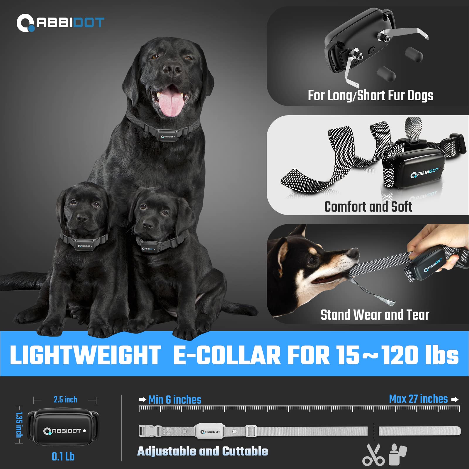 ABBIDOT 3300 ft Dog Training Collar | 5 Modes, 88 Levels, IPX7 - feature view 41