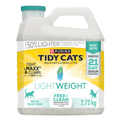 Tidy Cats Free & Clean Lightweight Unscented Multi-Cat Litter clumping clay litter box - 2.72 kg Jug (1 Pack)
