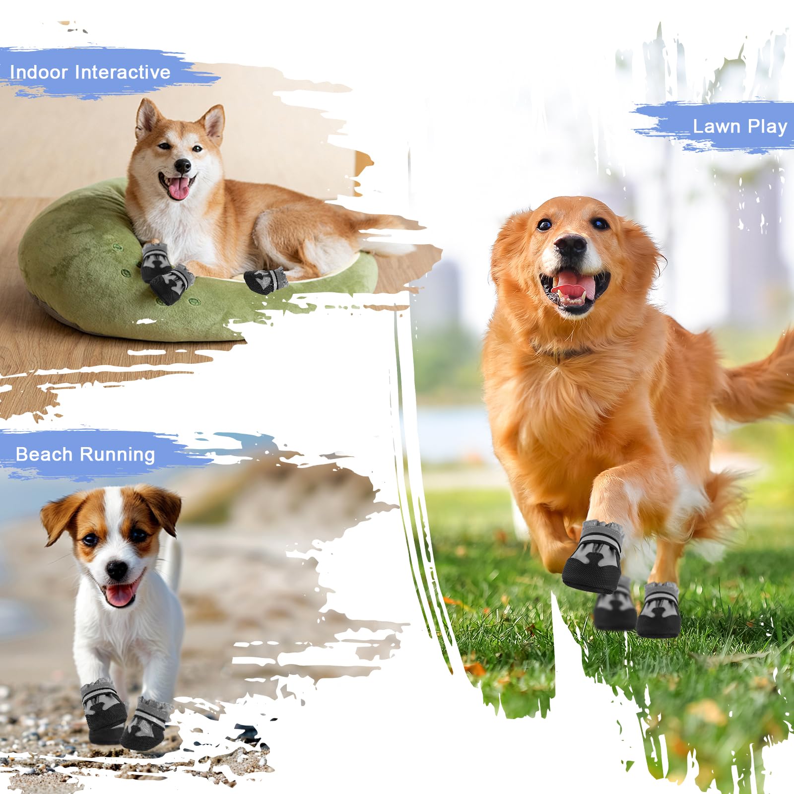 Waterproof Dog Boots 4-Pack | Reflective Paw Protectors, Non-Slip Sole - view 78