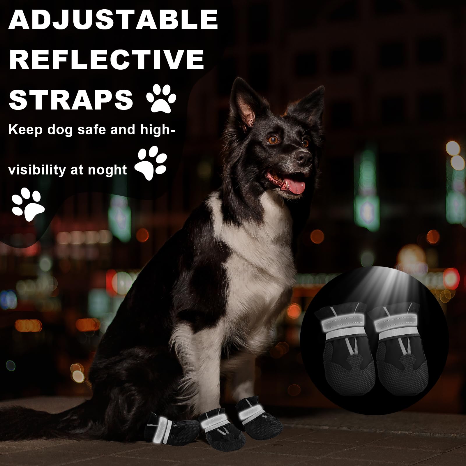 Waterproof Dog Boots 4-Pack | Reflective Paw Protectors, Non-Slip Sole - view 53
