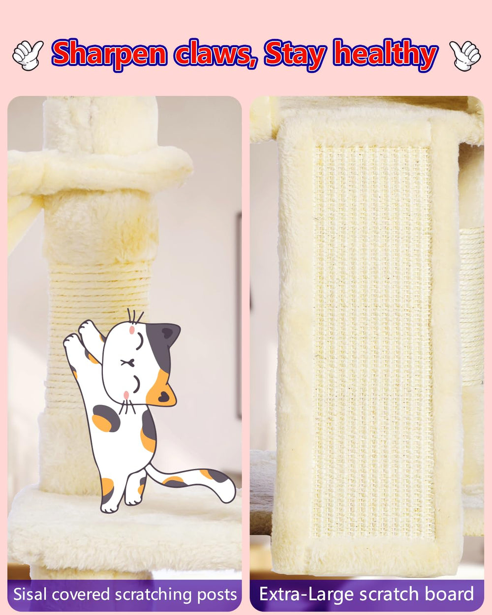 Gitelsnour Cat Tree with Condo, 2 Baskets, Hammock & Scratching Posts - feature view 25