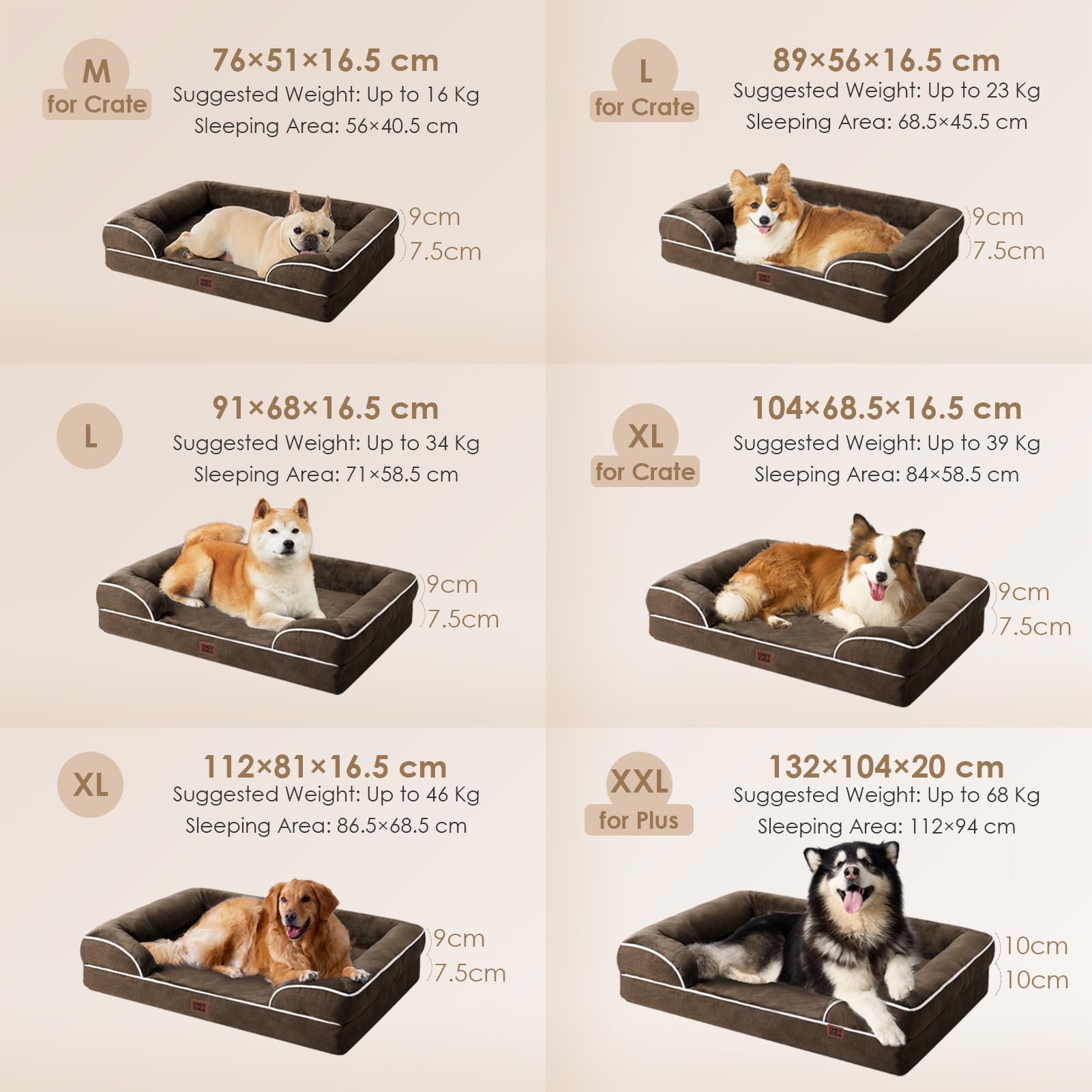 EHEYCIGA Memory Foam XL Orthopedic Dog Bed | Bolster Sides, Waterproof - feature view 34