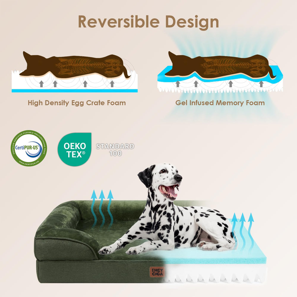 EHEYCIGA Memory Foam XL Orthopedic Dog Bed | Bolster Sides, Waterproof - feature view 40