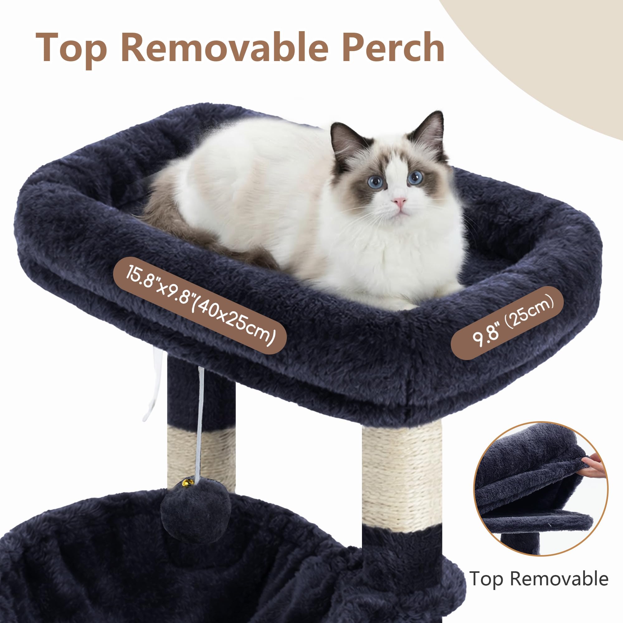 Gitelsnour Cat Tree with Condo, 2 Baskets, Hammock & Scratching Posts - feature view 29