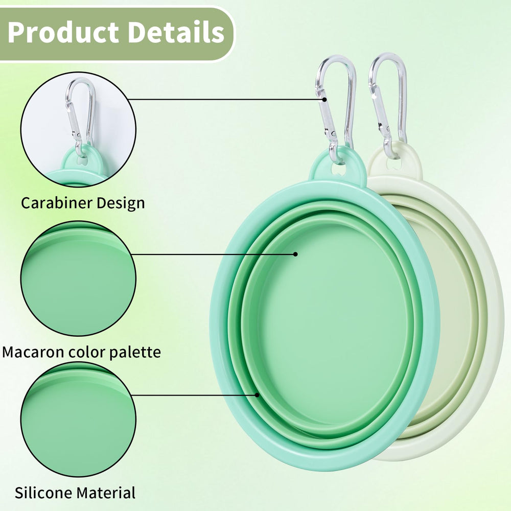 SLSON Collapsible Dog Bowls 2-Pack | Macaron Silicone Travel Pet Bowls - feature view 35